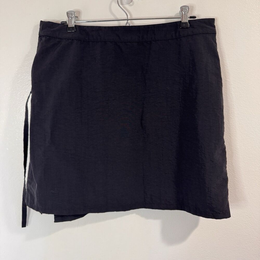Vintage Y2K Gish Mini Skirt 12 Black Asymmetrical Wrap Tie Nylon Windbreaker - Picture 4 of 7